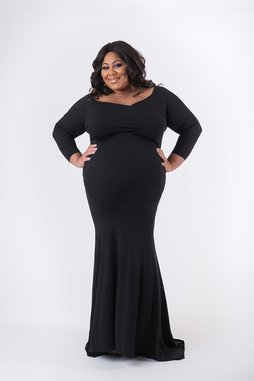 Sassy black dress maternity photoshoot